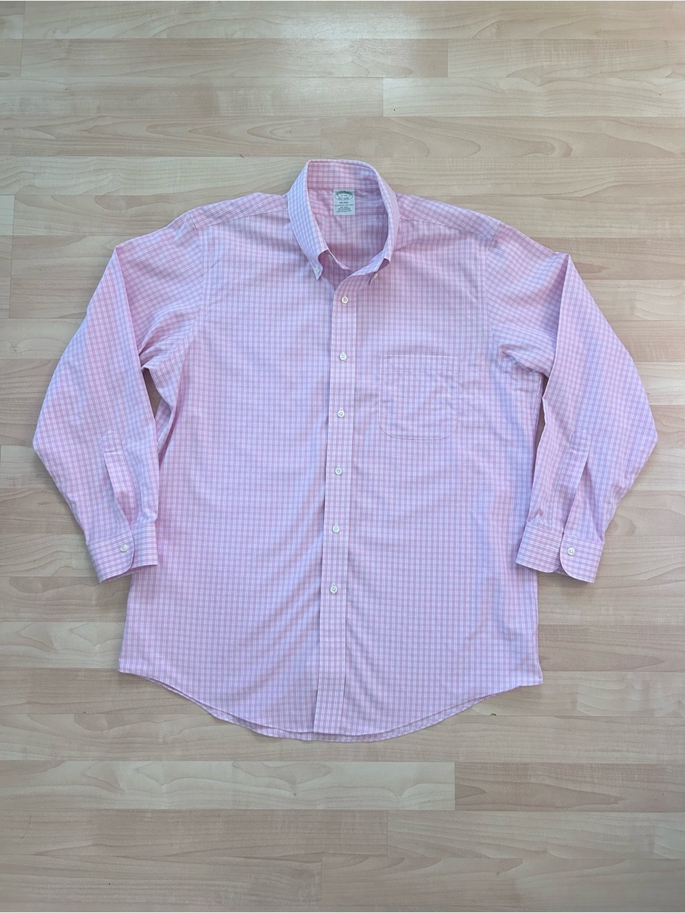 Brooks Brothers Milano Pink Gingham Button-Down Dress Shirt